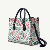 New Zealand Kowhaiwhai Christmas Leather Bag Traditional Maori Koru Pattern - Polynesian Pride