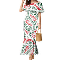 New Zealand Kowhaiwhai Christmas Mermaid Dress Traditional Maori Koru Pattern - Polynesian Pride