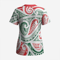New Zealand Kowhaiwhai Christmas Scrub Top Traditional Maori Koru Pattern - Polynesian Pride