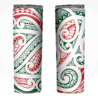 New Zealand Kowhaiwhai Christmas Skinny Tumbler Traditional Maori Koru Pattern LT9 White - Polynesian Pride