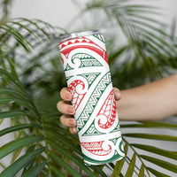 New Zealand Kowhaiwhai Christmas Skinny Tumbler Traditional Maori Koru Pattern LT9 - Polynesian Pride