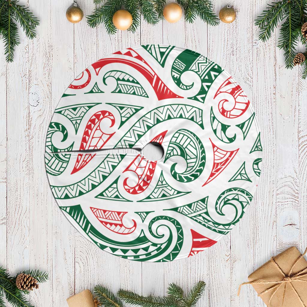New Zealand Kowhaiwhai Christmas Tree Skirt Traditional Maori Koru Pattern - Polynesian Pride