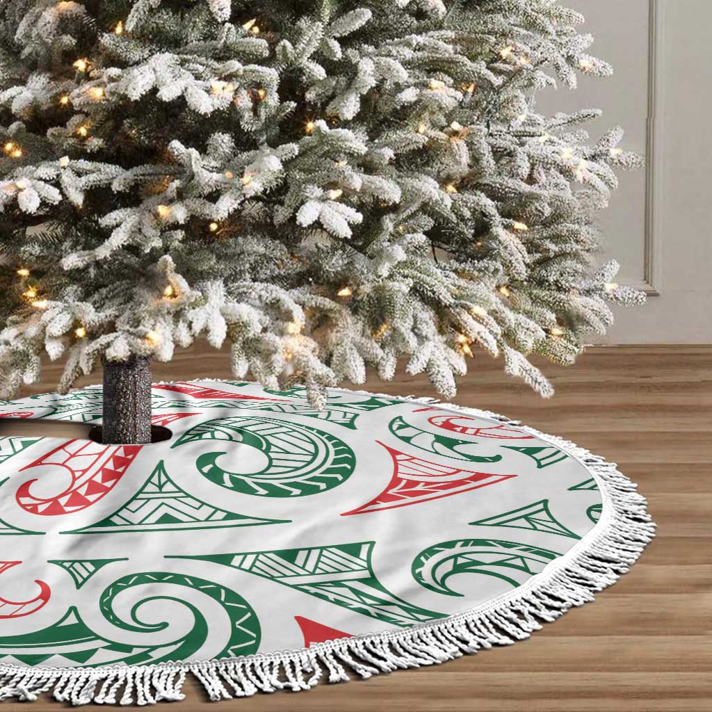 New Zealand Kowhaiwhai Christmas Tree Skirt Traditional Maori Koru Pattern - Polynesian Pride