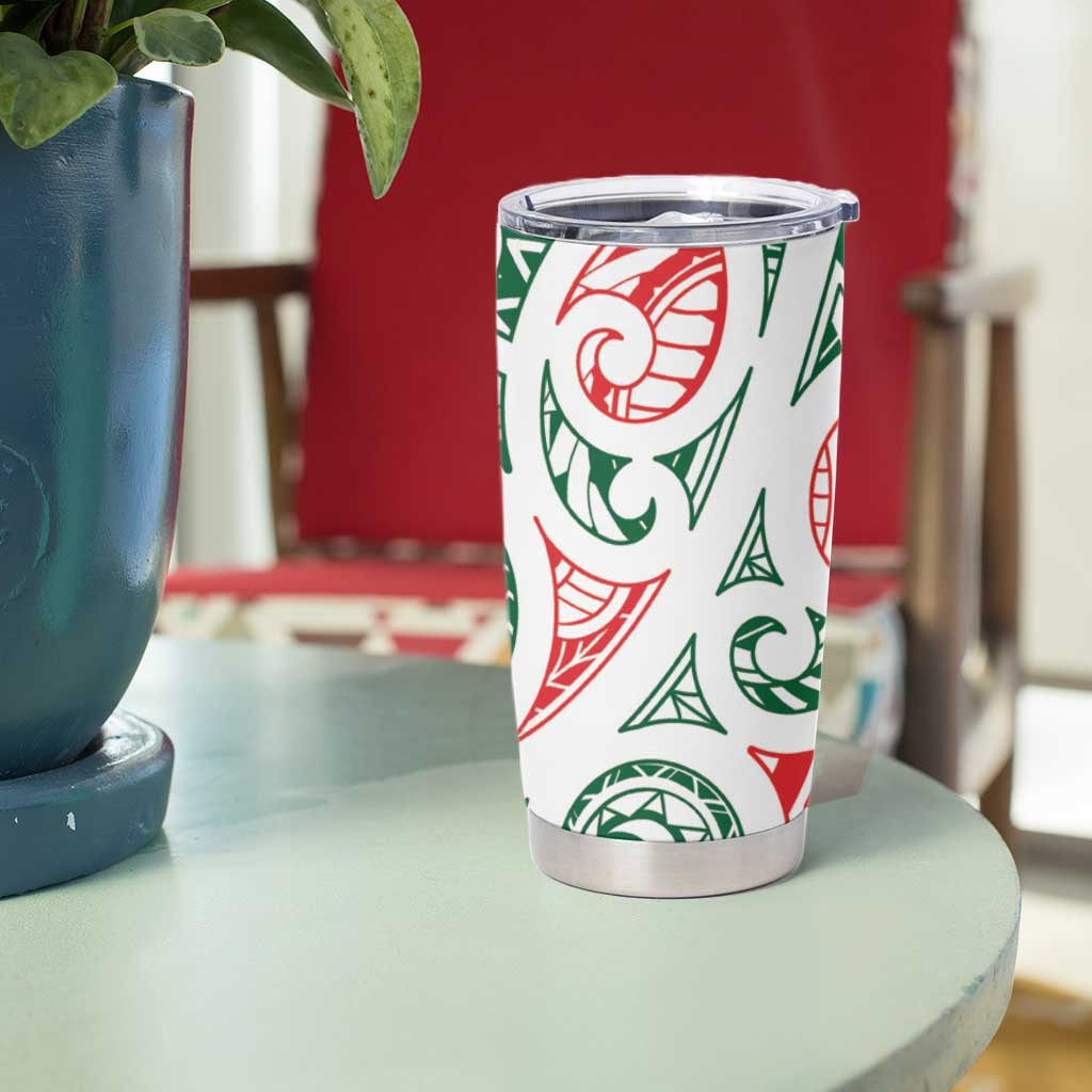 New Zealand Kowhaiwhai Christmas Tumbler Cup Traditional Maori Koru Pattern - Polynesian Pride