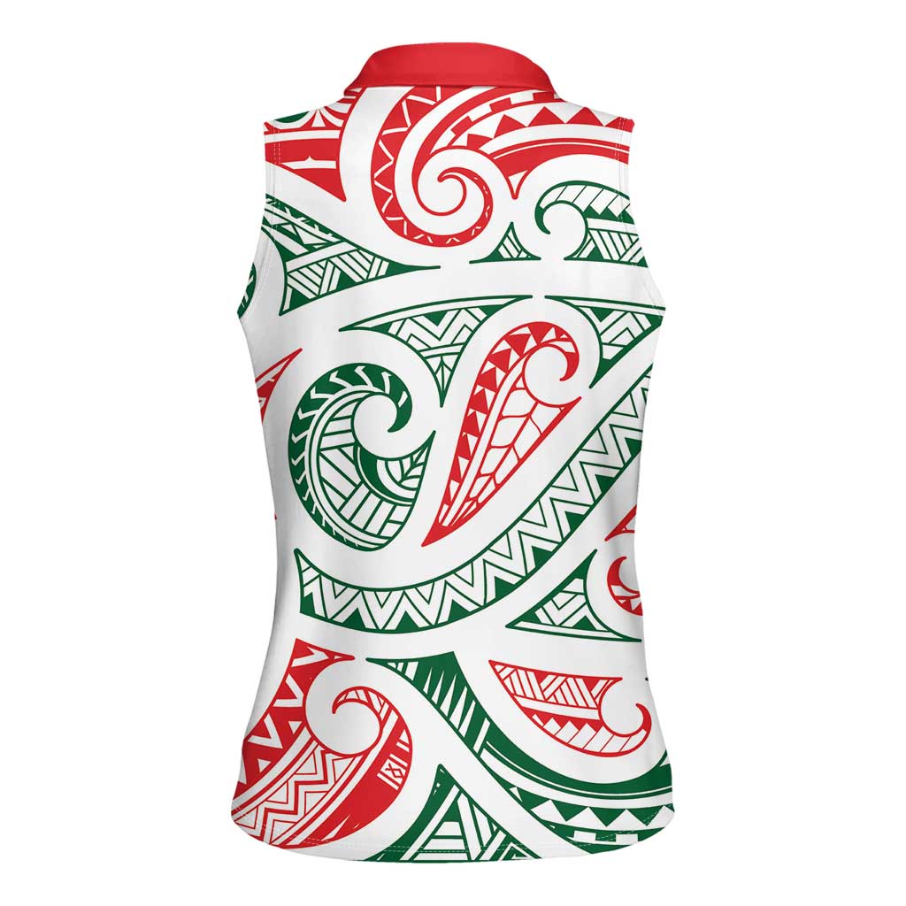 New Zealand Kowhaiwhai Christmas Women Sleeveless Polo Shirt Traditional Maori Koru Pattern LT9 - Polynesian Pride