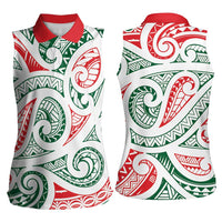 New Zealand Kowhaiwhai Christmas Women Sleeveless Polo Shirt Traditional Maori Koru Pattern LT9 - Polynesian Pride