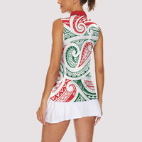 New Zealand Kowhaiwhai Christmas Women Sleeveless Polo Shirt Traditional Maori Koru Pattern LT9 - Polynesian Pride