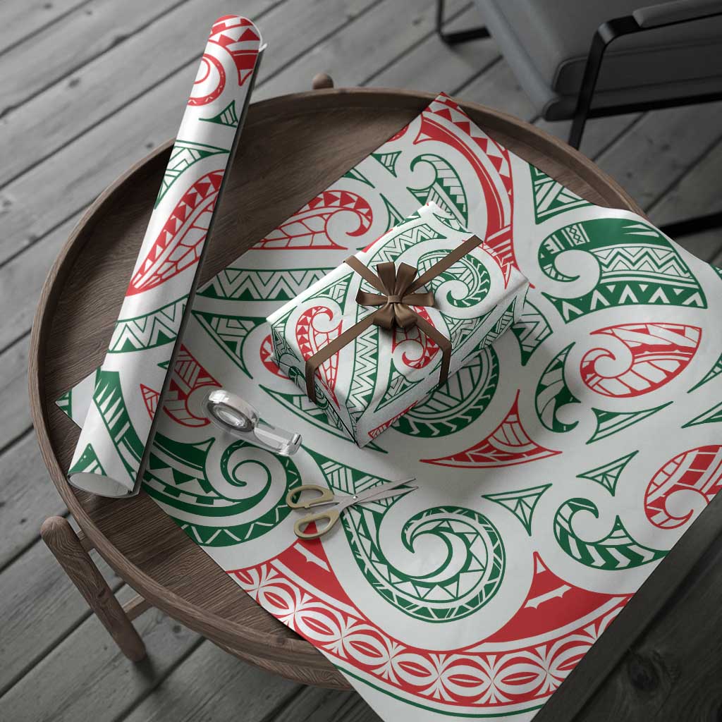 New Zealand Kowhaiwhai Christmas Wrapping Paper Traditional Maori Koru Pattern - Polynesian Pride