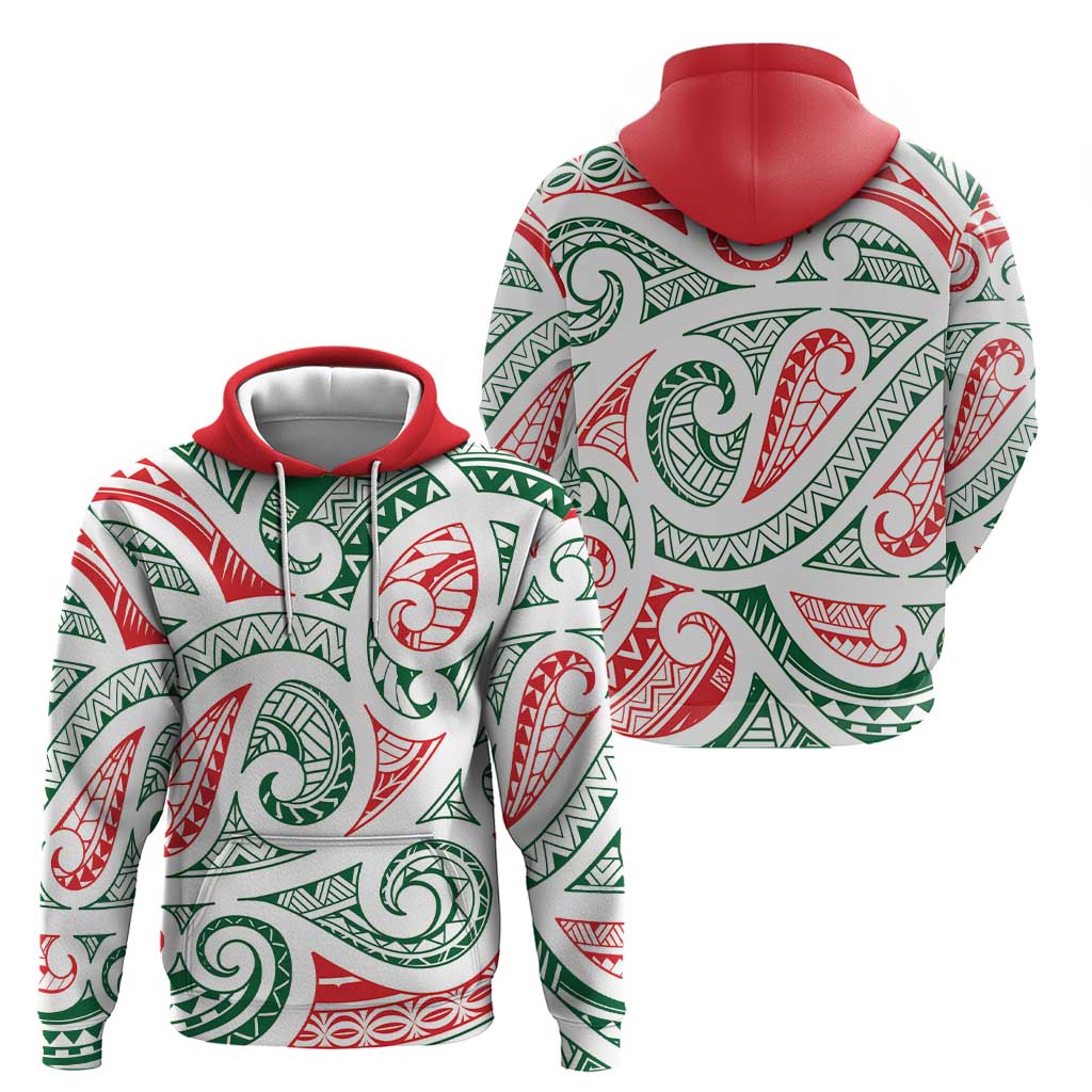 New Zealand Kowhaiwhai Christmas Zip Hoodie Traditional Maori Koru Pattern - Polynesian Pride