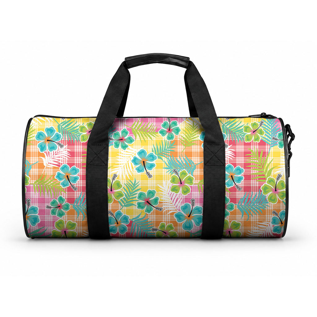 Hawaiian Palaka Duffle Bag Hibiscus Palm Leaf Pattern LT9 One size Yellow - Polynesian Pride