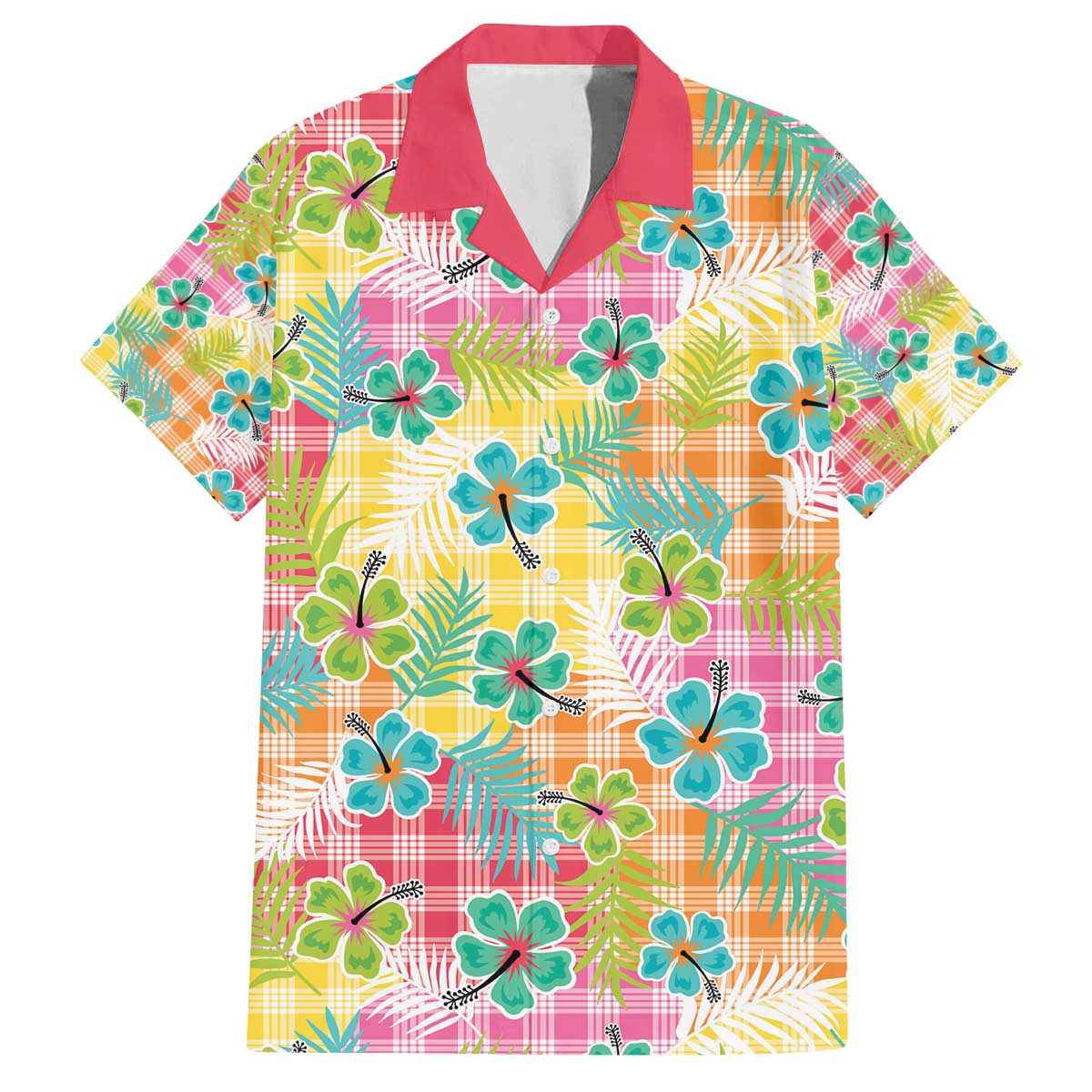 Hawaiian Palaka Family Matching Off The Shoulder Long Sleeve Dress and Hawaiian Shirt Hibiscus Palm Leaf Pattern - Polynesian Pride