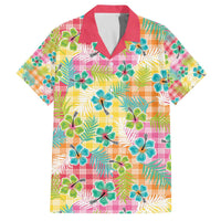 Hawaiian Palaka Family Matching Off The Shoulder Long Sleeve Dress and Hawaiian Shirt Hibiscus Palm Leaf Pattern - Polynesian Pride