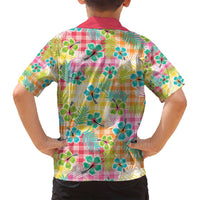 Hawaiian Palaka Family Matching Off Shoulder Maxi Dress and Hawaiian Shirt Hibiscus Palm Leaf Pattern - Polynesian Pride