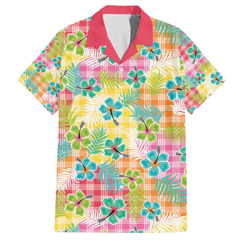Hawaiian Palaka Family Matching Short Sleeve Bodycon Dress and Hawaiian Shirt Hibiscus Palm Leaf Pattern - Polynesian Pride
