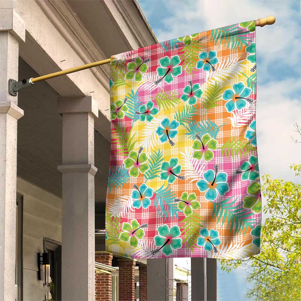 Hawaiian Palaka Garden Flag Hibiscus Palm Leaf Pattern LT9 House Flag Yellow - Polynesian Pride