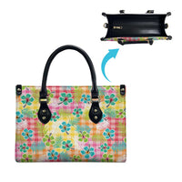 Hawaiian Palaka Leather Bag Hibiscus Palm Leaf Pattern - Polynesian Pride