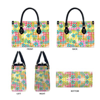 Hawaiian Palaka Leather Bag Hibiscus Palm Leaf Pattern - Polynesian Pride