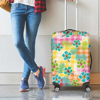 Hawaiian Palaka Luggage Cover Hibiscus Palm Leaf Pattern - Polynesian Pride