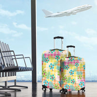 Hawaiian Palaka Luggage Cover Hibiscus Palm Leaf Pattern - Polynesian Pride