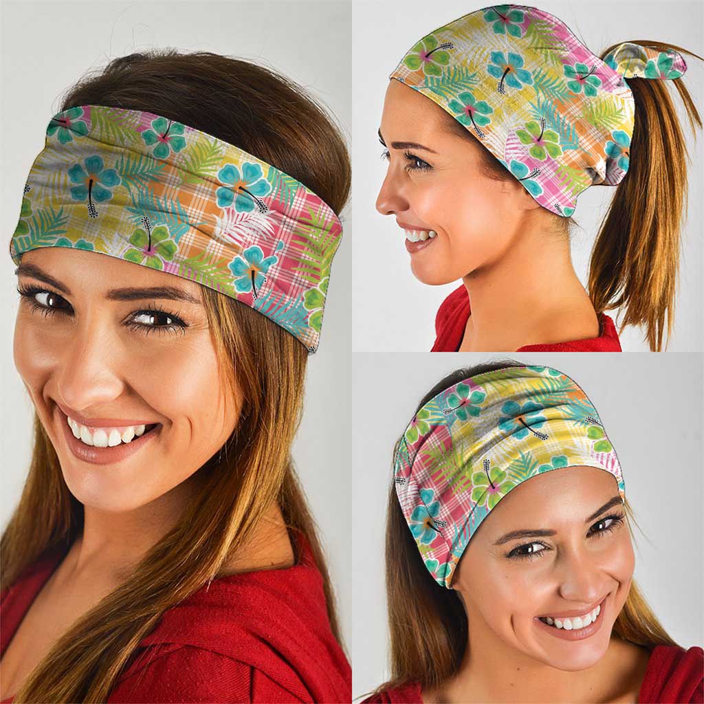Hawaiian Palaka Neck Gaiter Hibiscus Palm Leaf Pattern - Polynesian Pride
