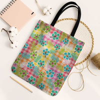 Hawaiian Palaka Tote Bag Hibiscus Palm Leaf Pattern - Polynesian Pride