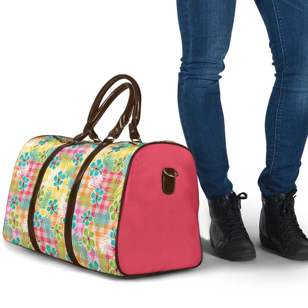 Hawaiian Palaka Travel Bag Hibiscus Palm Leaf Pattern - Polynesian Pride