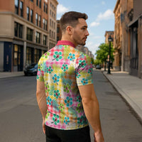 Hawaiian Palaka Zipper Polo Shirt Hibiscus Palm Leaf Pattern - Polynesian Pride