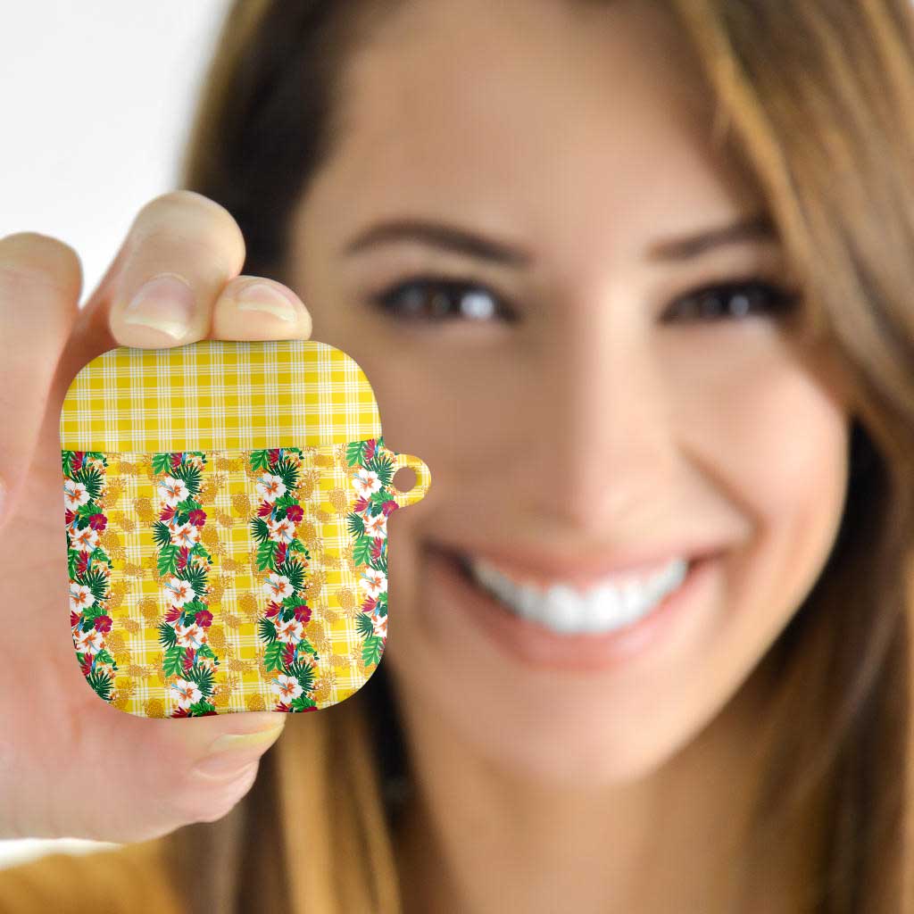 Hawaiian Palaka AirPods Case Hibiscus Pineapple Lei - Polynesian Pride