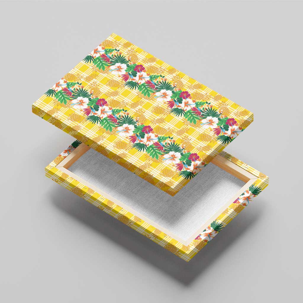 Hawaiian Palaka Canvas Wall Art Hibiscus Pineapple Lei - Polynesian Pride