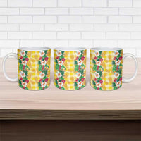 Hawaiian Palaka Ceramic Mug Hibiscus Pineapple Lei - Polynesian Pride