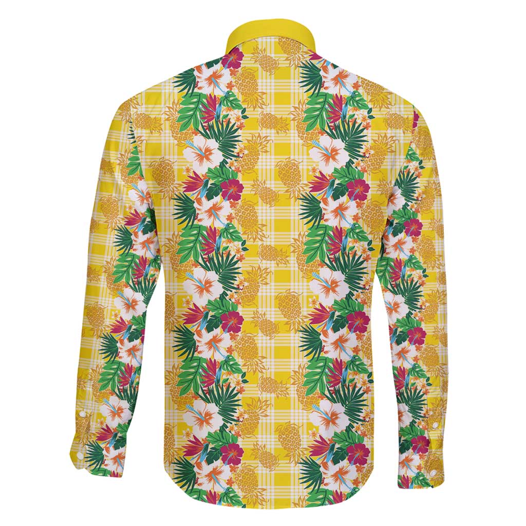 Hawaiian Palaka Family Matching Long Sleeve Bodycon Dress and Hawaiian Shirt Hibiscus Pineapple Lei LT9 - Polynesian Pride