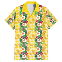 Hawaiian Palaka Family Matching Short Sleeve Bodycon Dress and Hawaiian Shirt Hibiscus Pineapple Lei LT9 Dad's Shirt - Short Sleeve Yellow - Polynesian Pride