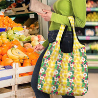 Hawaiian Palaka Grocery Bag Hibiscus Pineapple Lei - Polynesian Pride