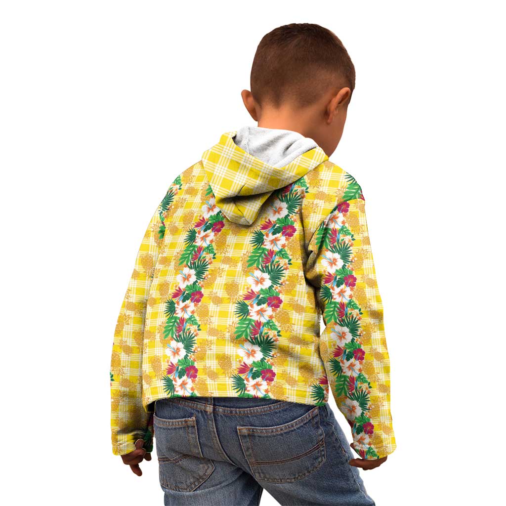 Hawaiian Palaka Kid Hoodie Hibiscus Pineapple Lei - Polynesian Pride