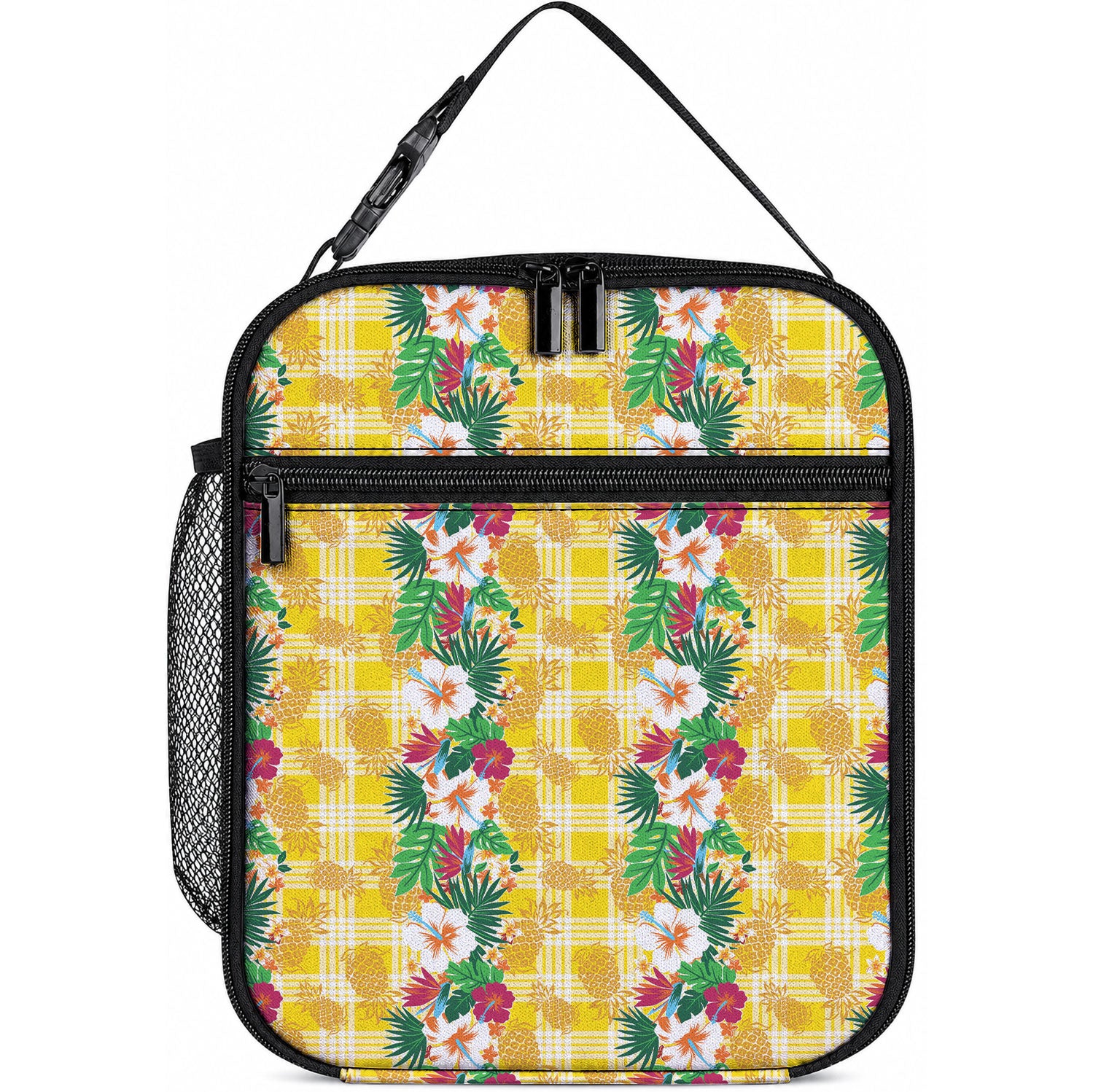 Hawaiian Palaka Lunch Bag Hibiscus Pineapple Lei LT9 10.2 × 8.3 × 4.3 inch Yellow - Polynesian Pride