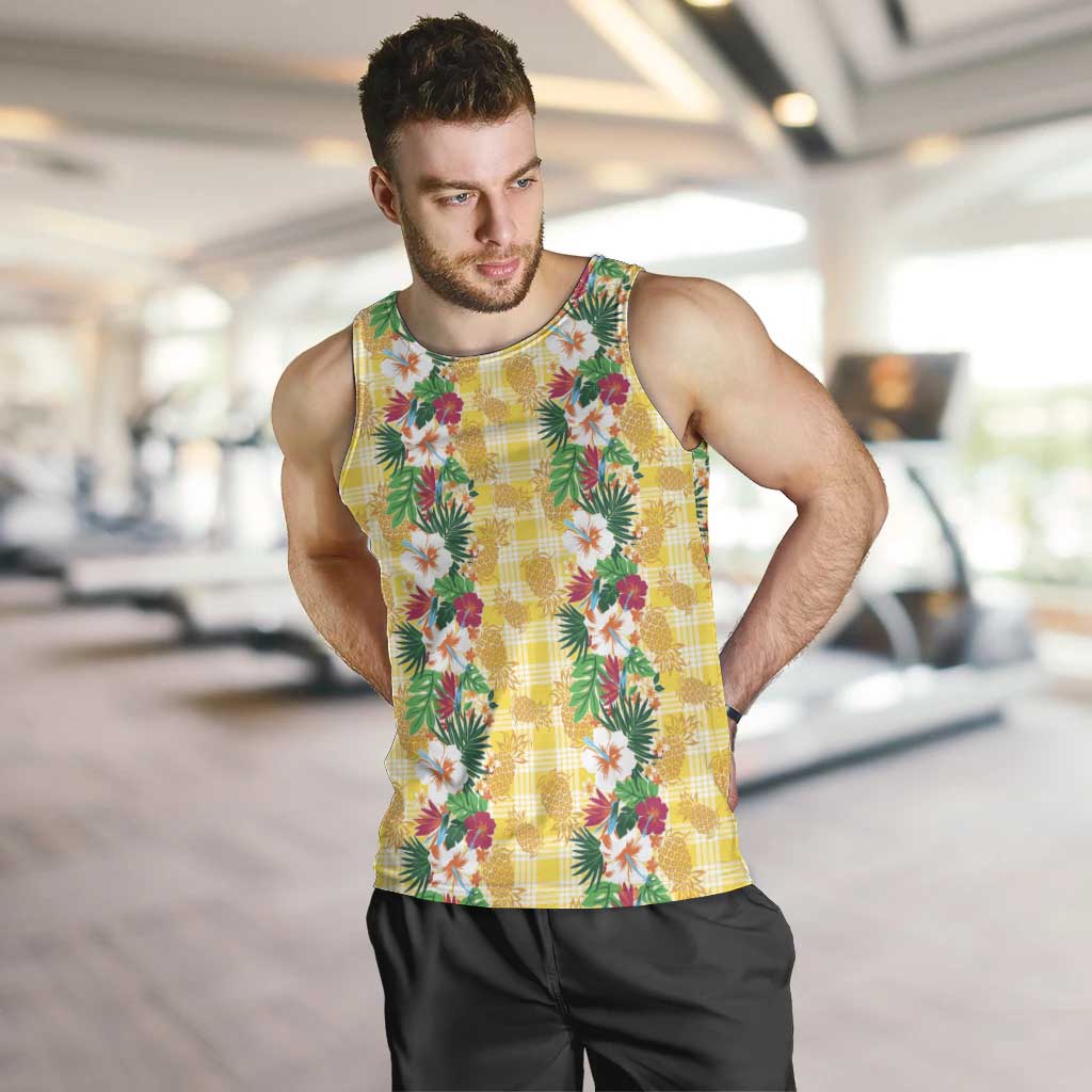Hawaiian Palaka Men Tank Top Hibiscus Pineapple Lei - Polynesian Pride
