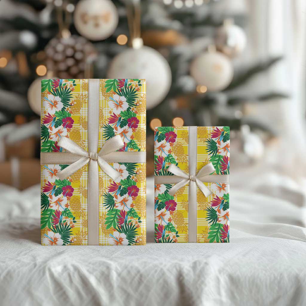 Hawaiian Palaka Wrapping Paper Hibiscus Pineapple Lei - Polynesian Pride