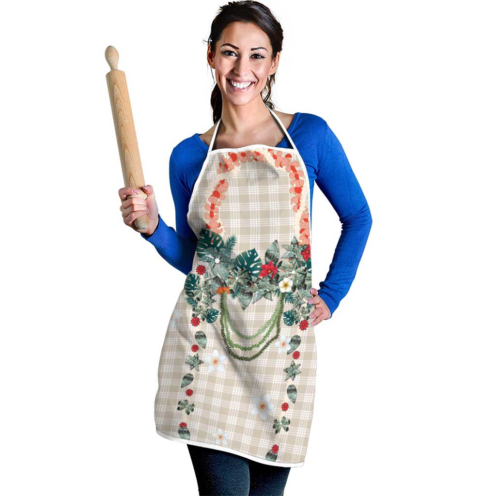 Brown Hawaiian Palaka Apron Kukui Nut Money Lei - Polynesian Pride