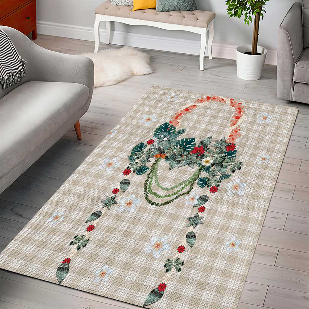 Brown Hawaiian Palaka Area Rug Kukui Nut Money Lei - Polynesian Pride