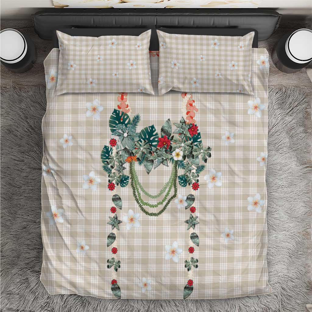 Brown Hawaiian Palaka Bedding Set Kukui Nut Money Lei - Polynesian Pride
