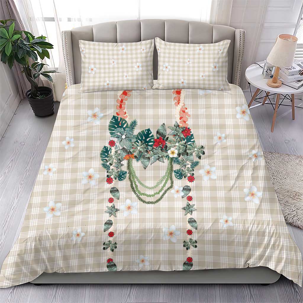 Brown Hawaiian Palaka Bedding Set Kukui Nut Money Lei - Polynesian Pride