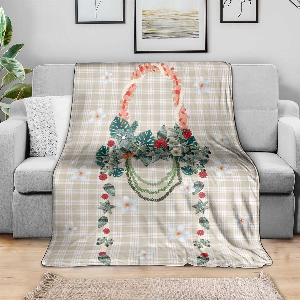 Brown Hawaiian Palaka Blanket Kukui Nut Money Lei - Polynesian Pride