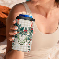 Brown Hawaiian Palaka 4 in 1 Can Cooler Tumbler Kukui Nut Money Lei - Polynesian Pride