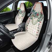 Brown Hawaiian Palaka Car Seat Cover Kukui Nut Money Lei - Polynesian Pride