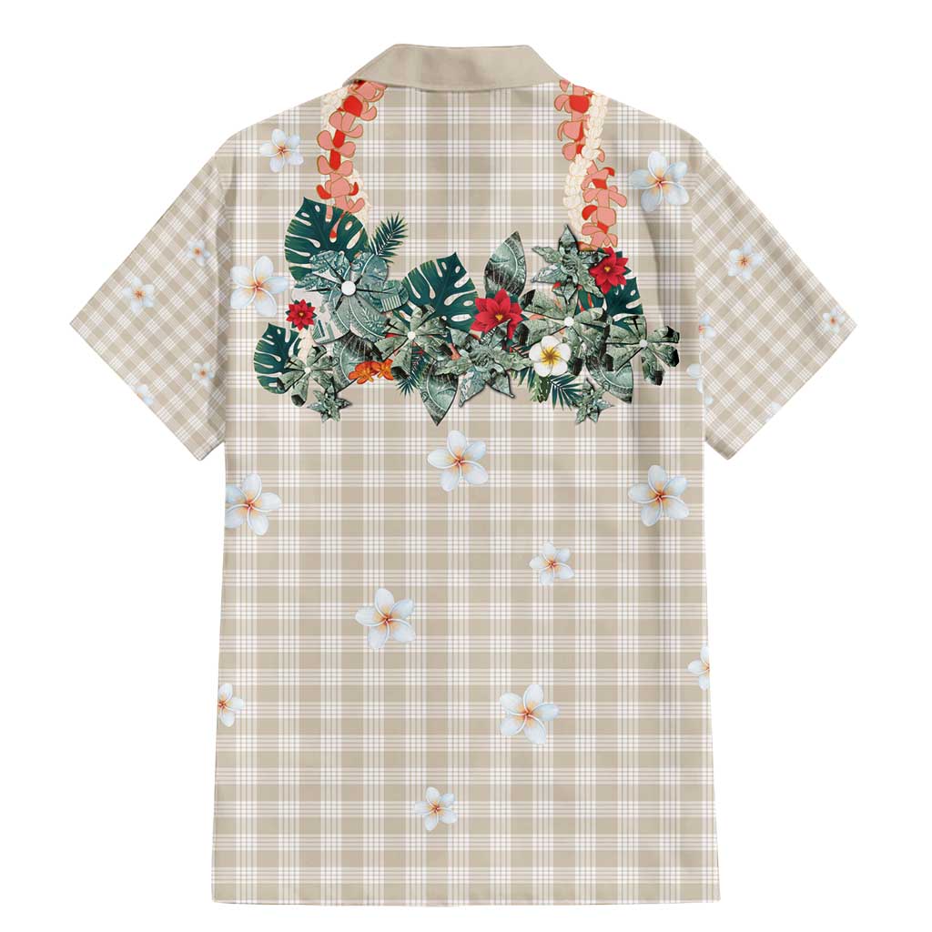 Brown Hawaiian Palaka Family Matching Mermaid Dress and Hawaiian Shirt Kukui Nut Money Lei LT9 - Polynesian Pride