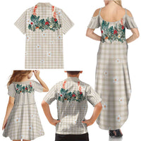 Brown Hawaiian Palaka Family Matching Summer Maxi Dress and Hawaiian Shirt Kukui Nut Money Lei LT9 - Polynesian Pride