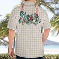 Brown Hawaiian Palaka Hawaiian Shirt Kukui Nut Money Lei - Polynesian Pride