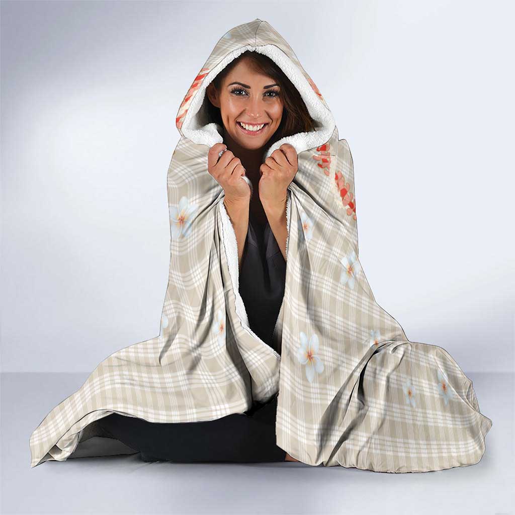 Brown Hawaiian Palaka Hooded Blanket Kukui Nut Money Lei - Polynesian Pride