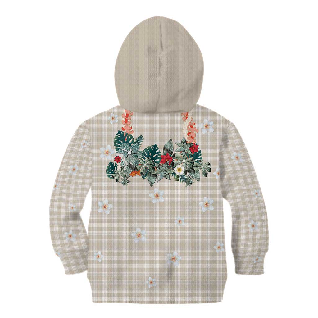 Brown Hawaiian Palaka Kid Hoodie Kukui Nut Money Lei - Polynesian Pride