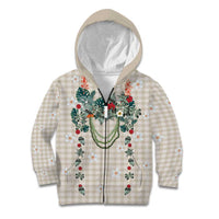 Brown Hawaiian Palaka Kid Hoodie Kukui Nut Money Lei - Polynesian Pride